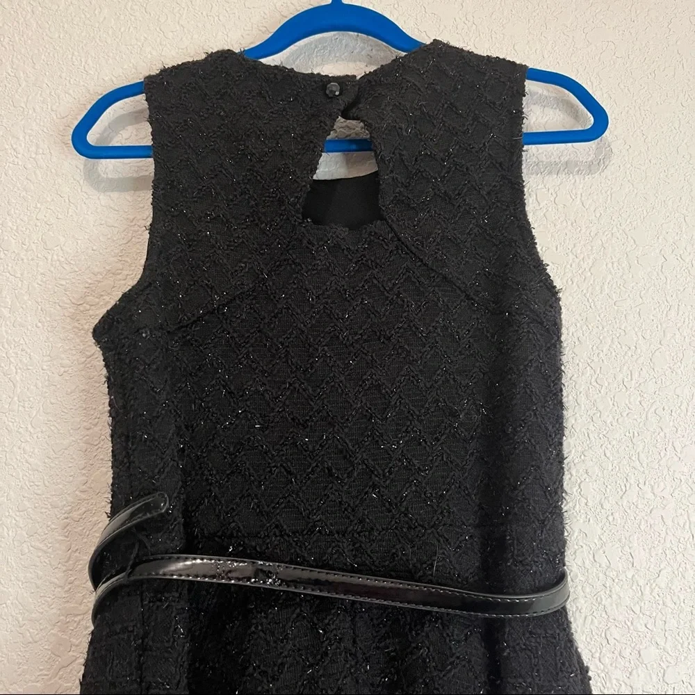 Justice Black Sequin Sparkle Holiday Belted Sleeveless Girls Dress Size 10